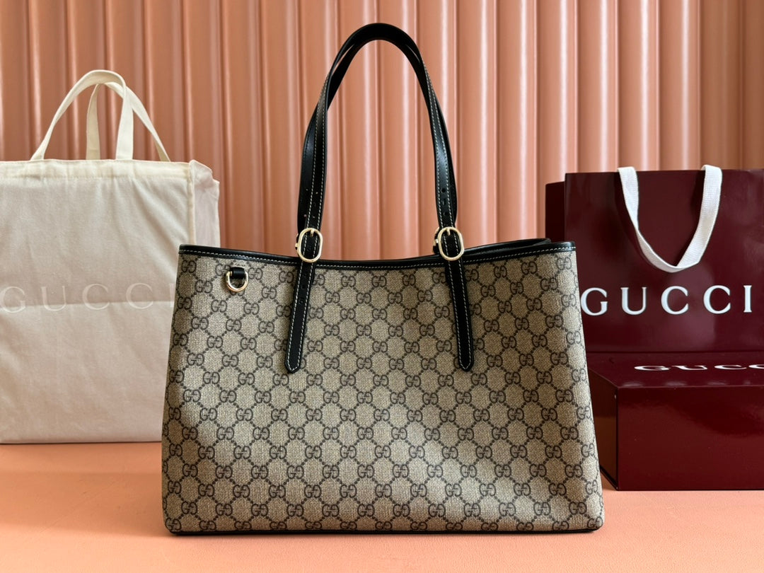 Gucci Ophidia 36CM Bag Ebony Black Canvas 248557