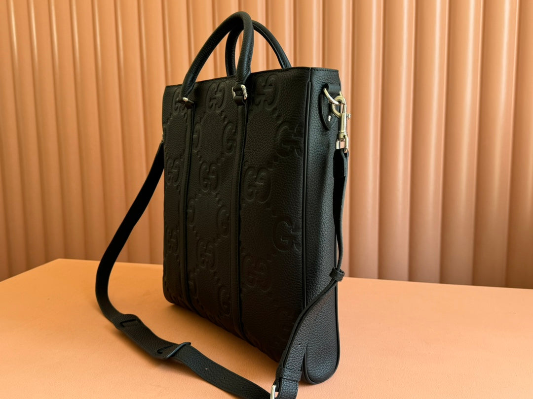 Gucci Medium Bag 42CM Black Embossed Leather 248521