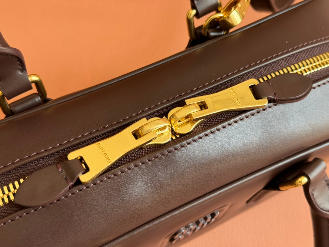 Arcadie Bag 27 In Copper Brown Shiny Calfskin