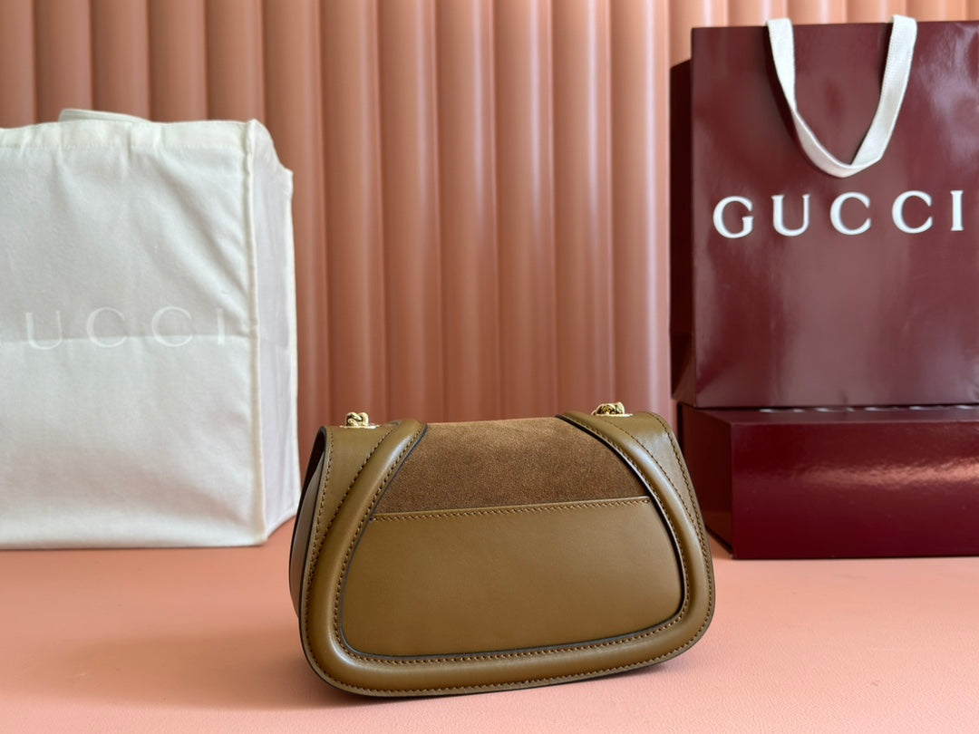 Gucci Blondie Handbag Brown Suede And Calfskin 272174