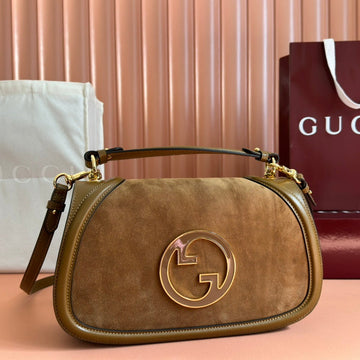 GG Blondie Large Handbag 32CM Brown Suede Calfskin