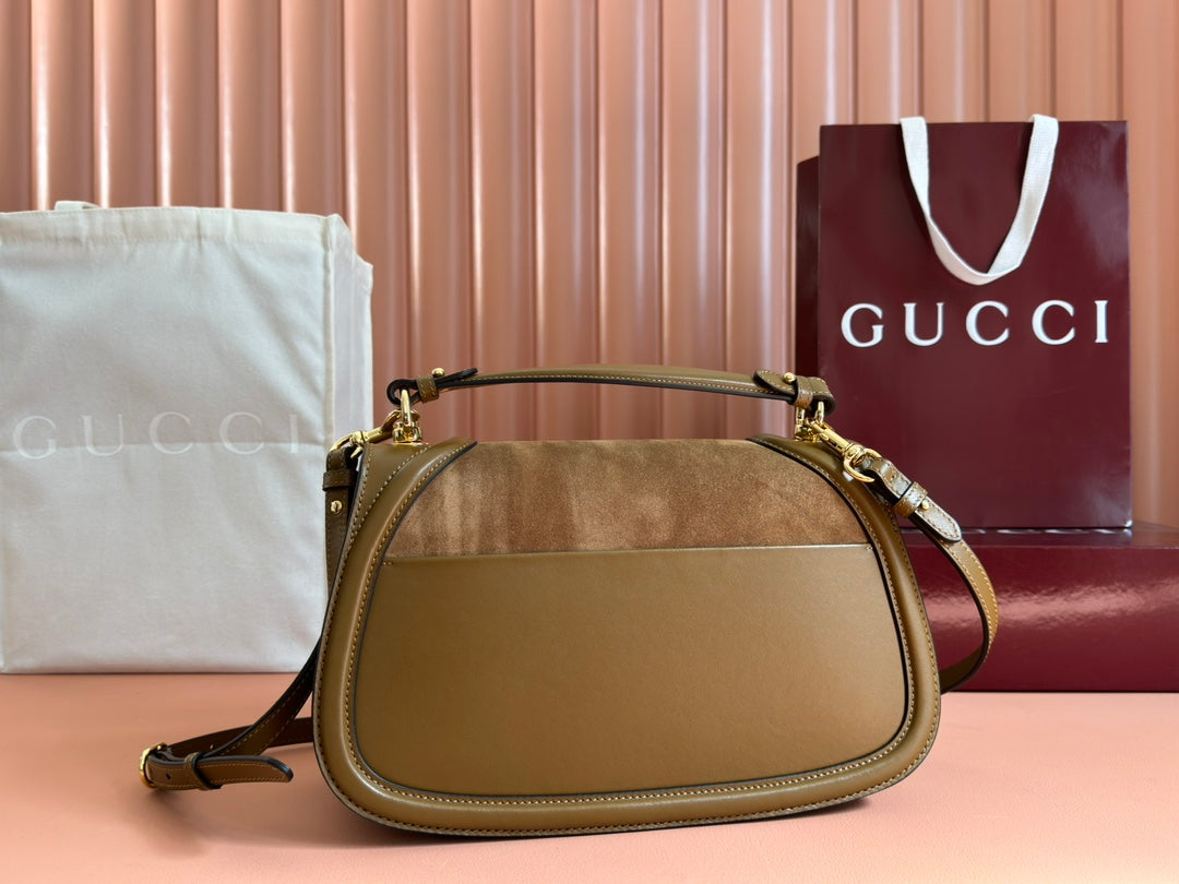 GG Blondie Large Handbag 32CM Brown Suede Calfskin