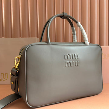 Beau Top Handle Bag 34 In Dark Grey Smooth Calfskin