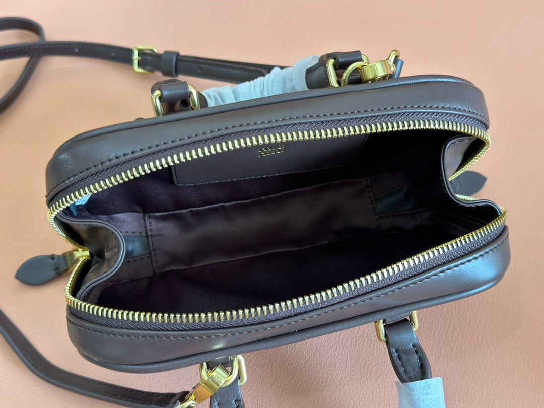 Arcadie Bag 19 In Tamarind Brown Shiny Calfskin