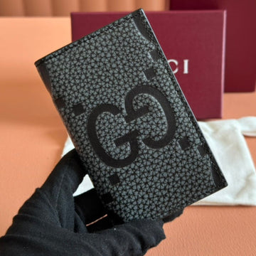 Gucci Long Card Wallet Grey Mix Black Leather 248422