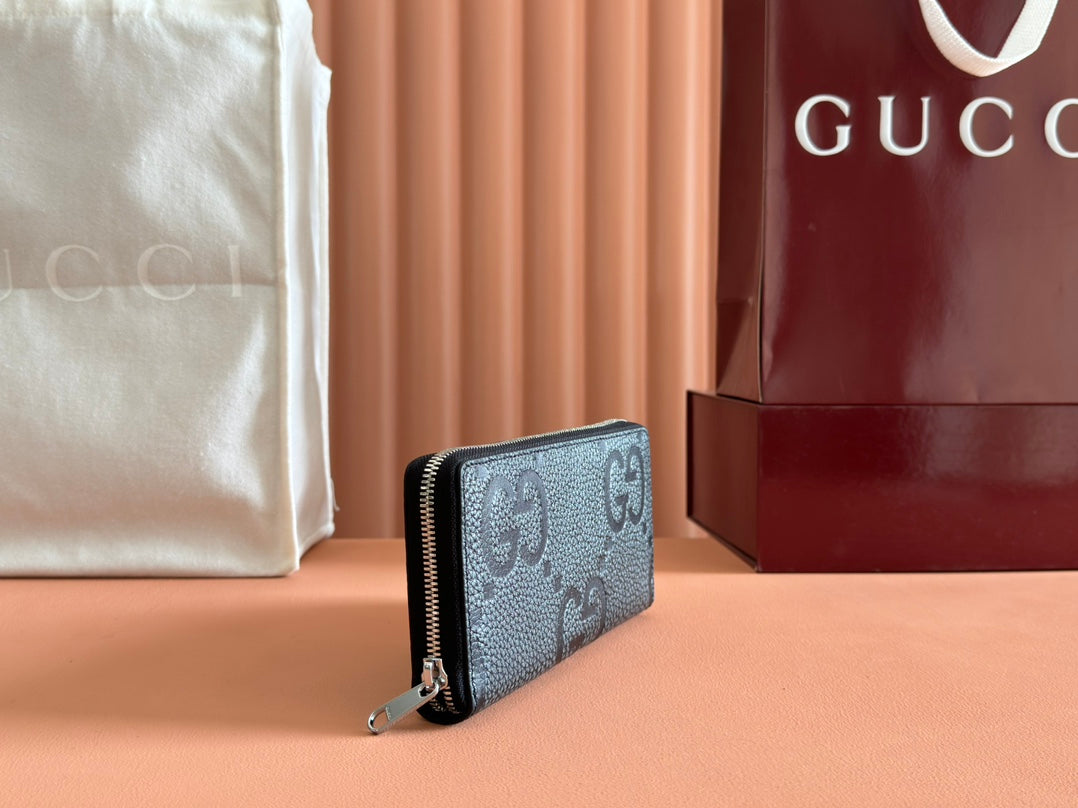 Gucci Long Wallet Grey Mix Black Leather 248424