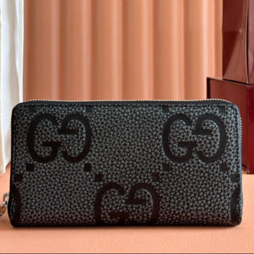 Gucci Long Wallet Grey Mix Black Leather 248424