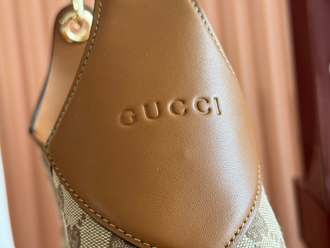 Gucci Body Double Lock Handbag Brown Mix Beige Canvas Leather 244513