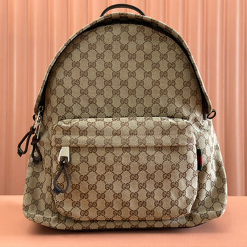 Gucci Backpack Beige Mix Brown Canvas Leather 248446