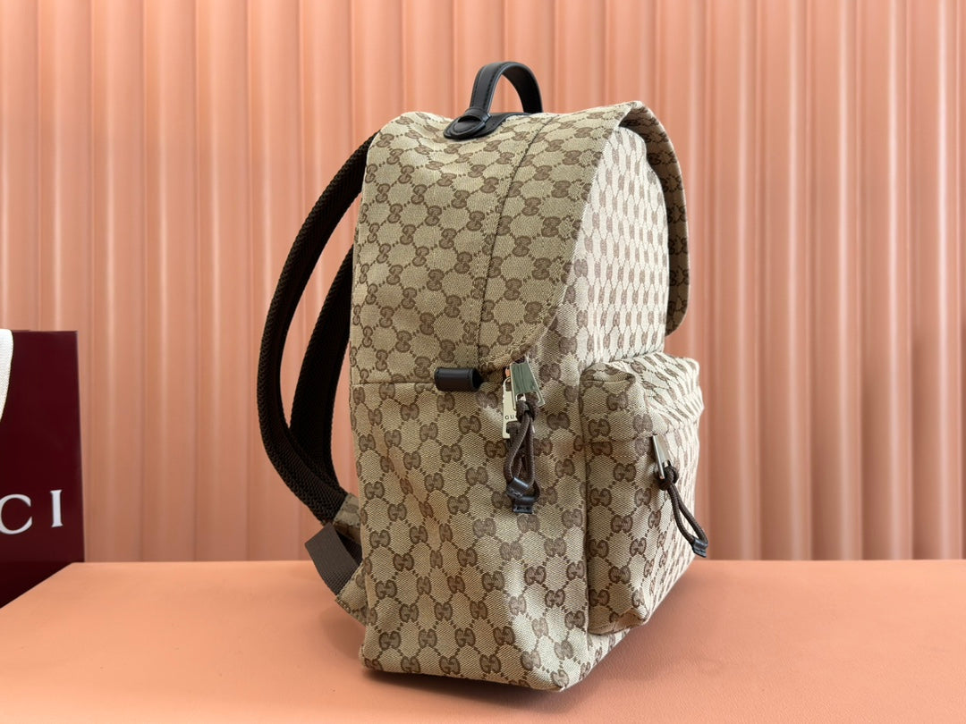 Gucci Backpack Beige Mix Brown Canvas Leather 248446