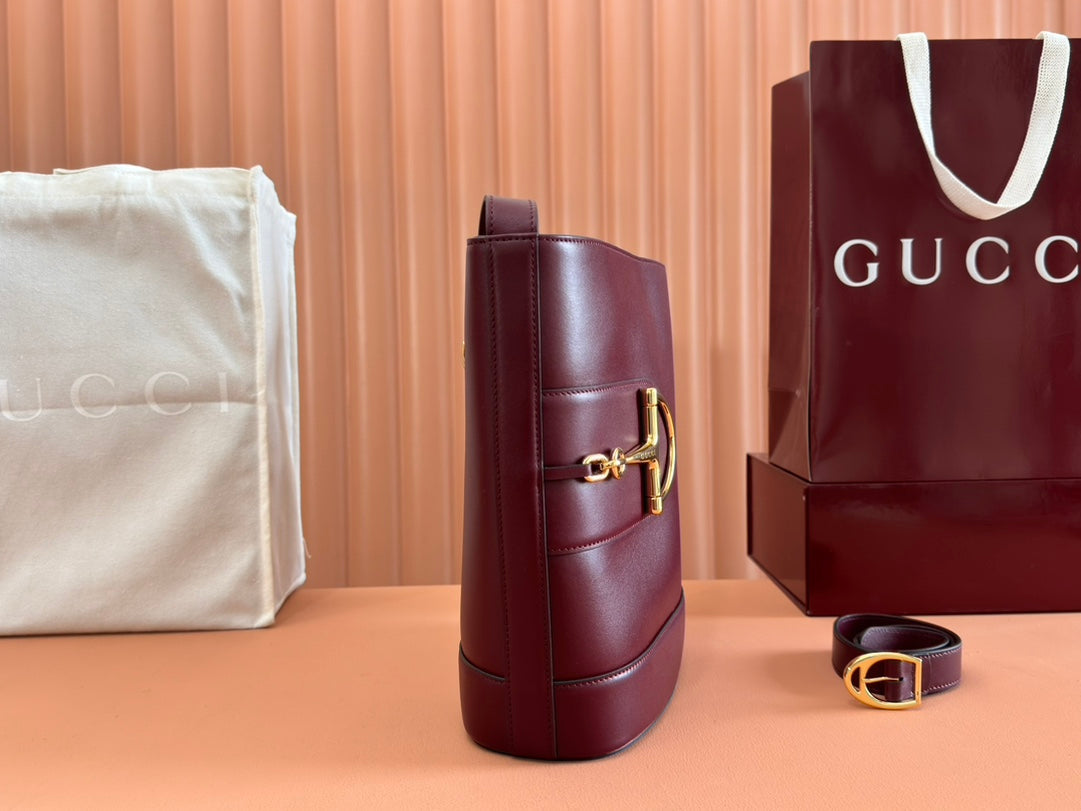 Gucci 73 Mini 27.5cm Bucket Bag Rosso Ancora Red Smooth Leather 244435