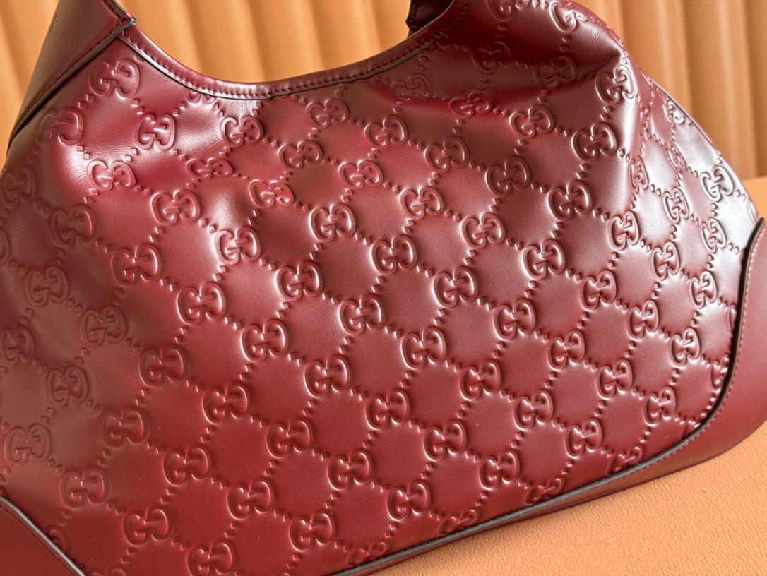Gucci Body Double Lock Handbag Rosso Ancora Red Embossed Leather 248136