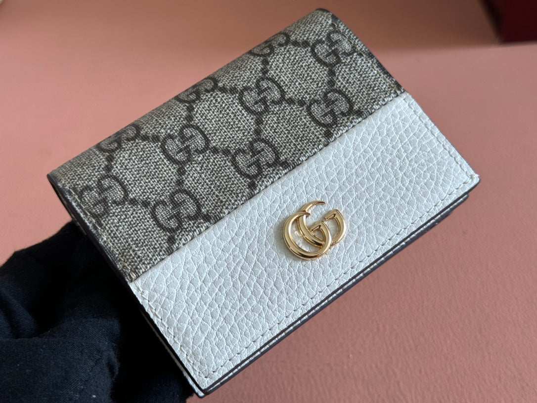 Gucci Marmont Wallet Ebony Mix White Canvas Leather 250956