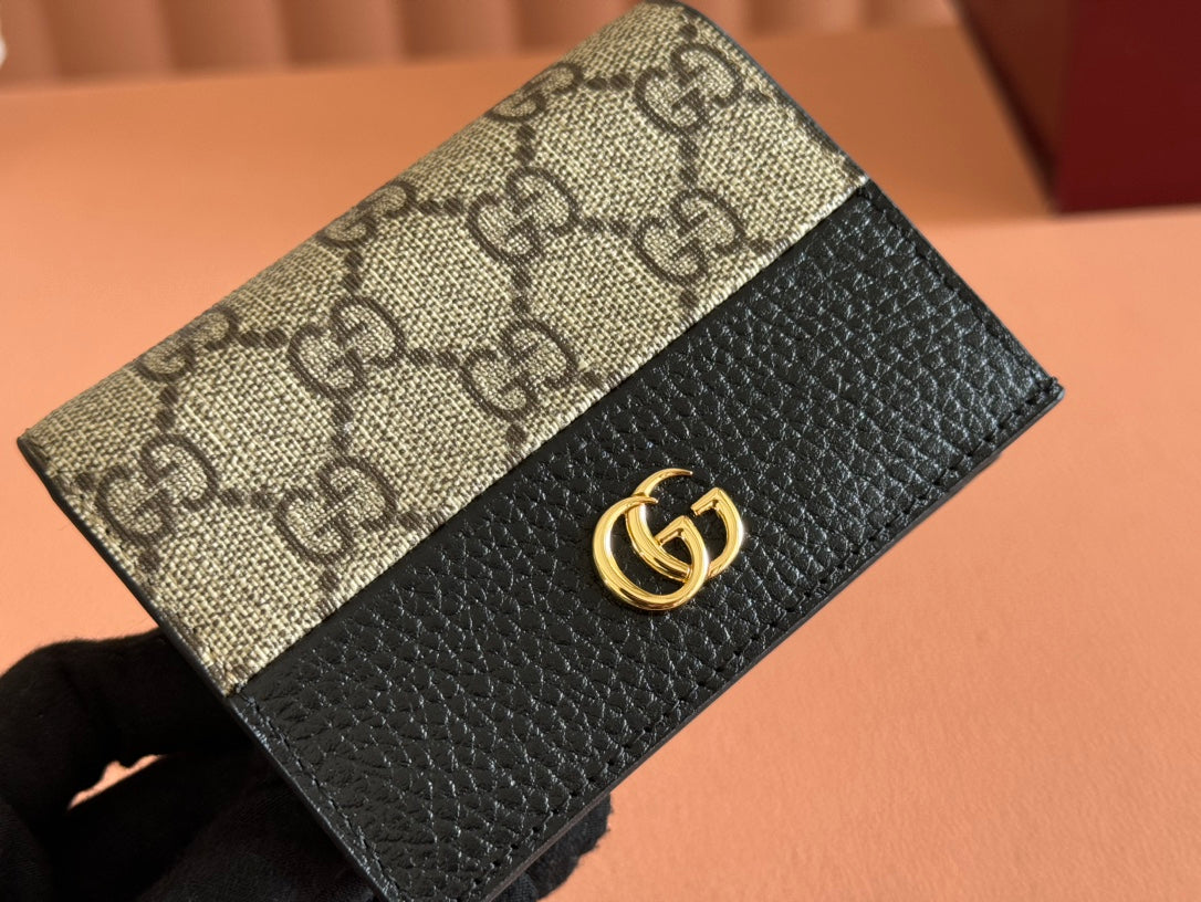 Gucci Marmont Wallet Ebony Mix Black Canvas Leather 250957