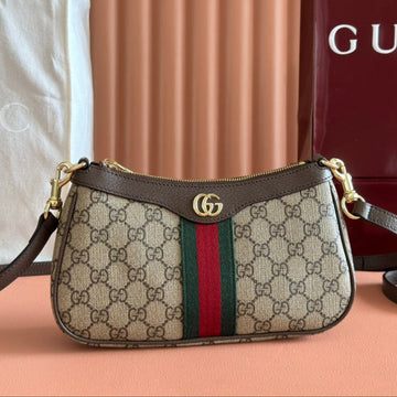 Gucci Ophidia 26CM Bag Ebony Brown Canvas 255298