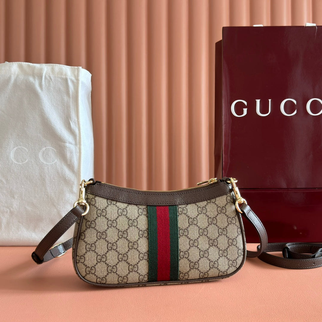 Gucci Ophidia 26CM Bag Ebony Brown Canvas 255298