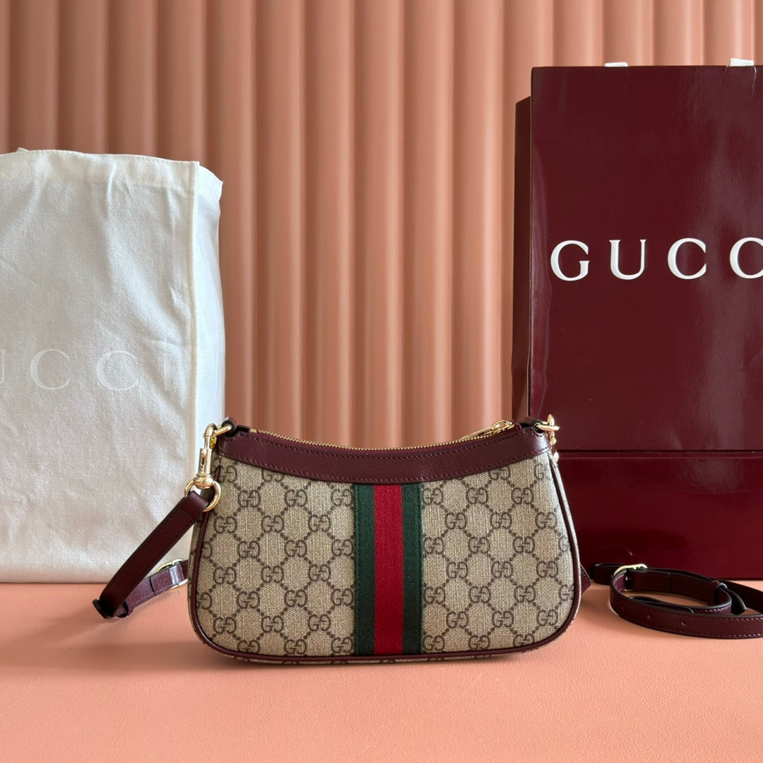 Gucci Ophidia 26CM Bag Ebony Red Canvas 255297