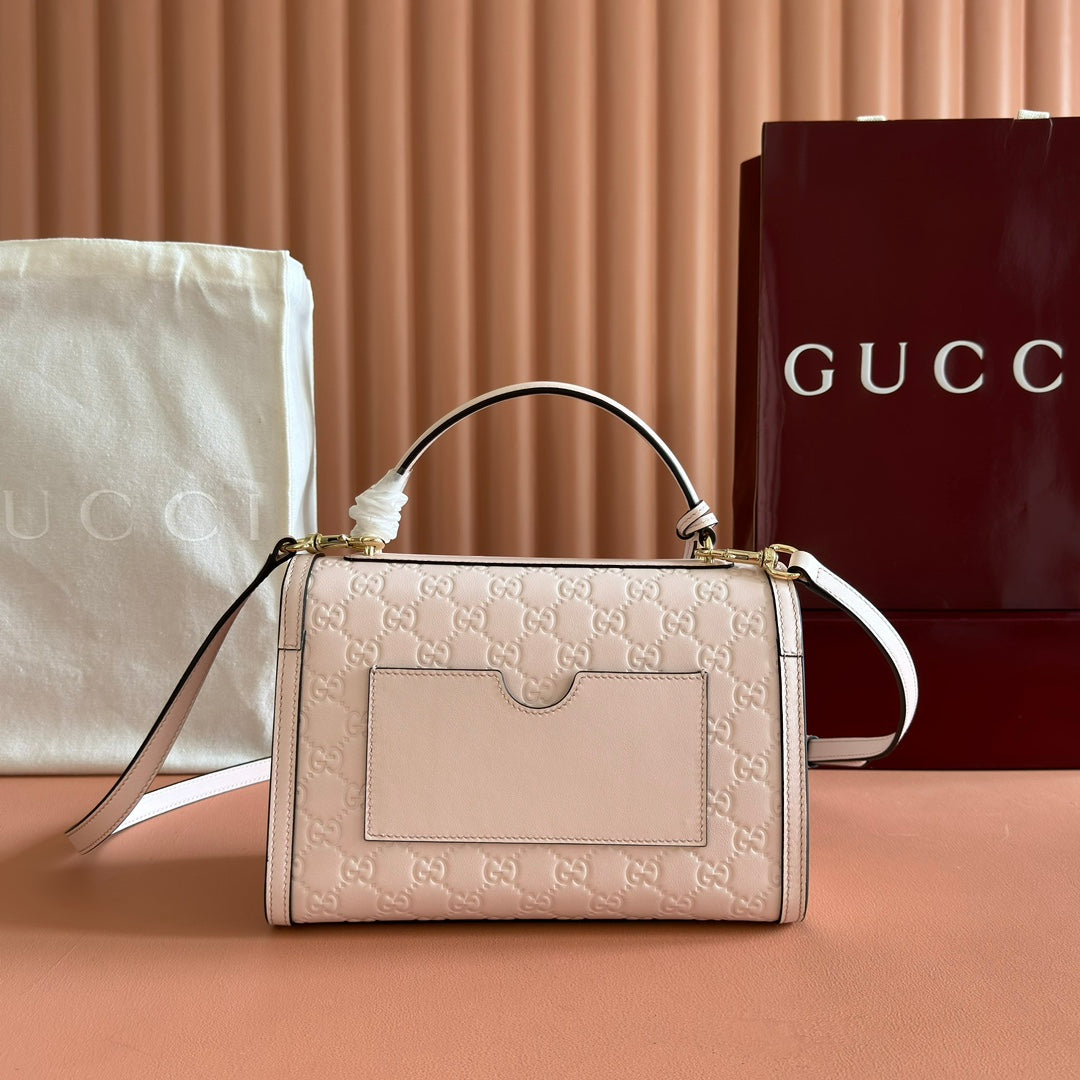 GG Padlock Handbag 26CM Muted Pink GG Pattern Leather