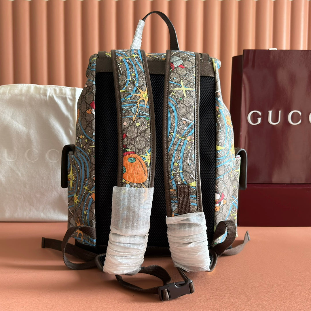 GG 2025 X Disney Donald Duck Backpack Multicolor Cowhide Canvas 273590
