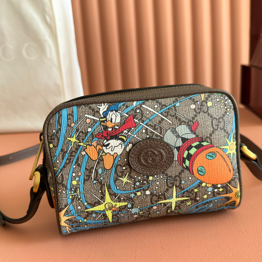GG 2025 X Disney Donald Duck Mini Shoulder Bag Multicolor Cowhide Canvas 273591