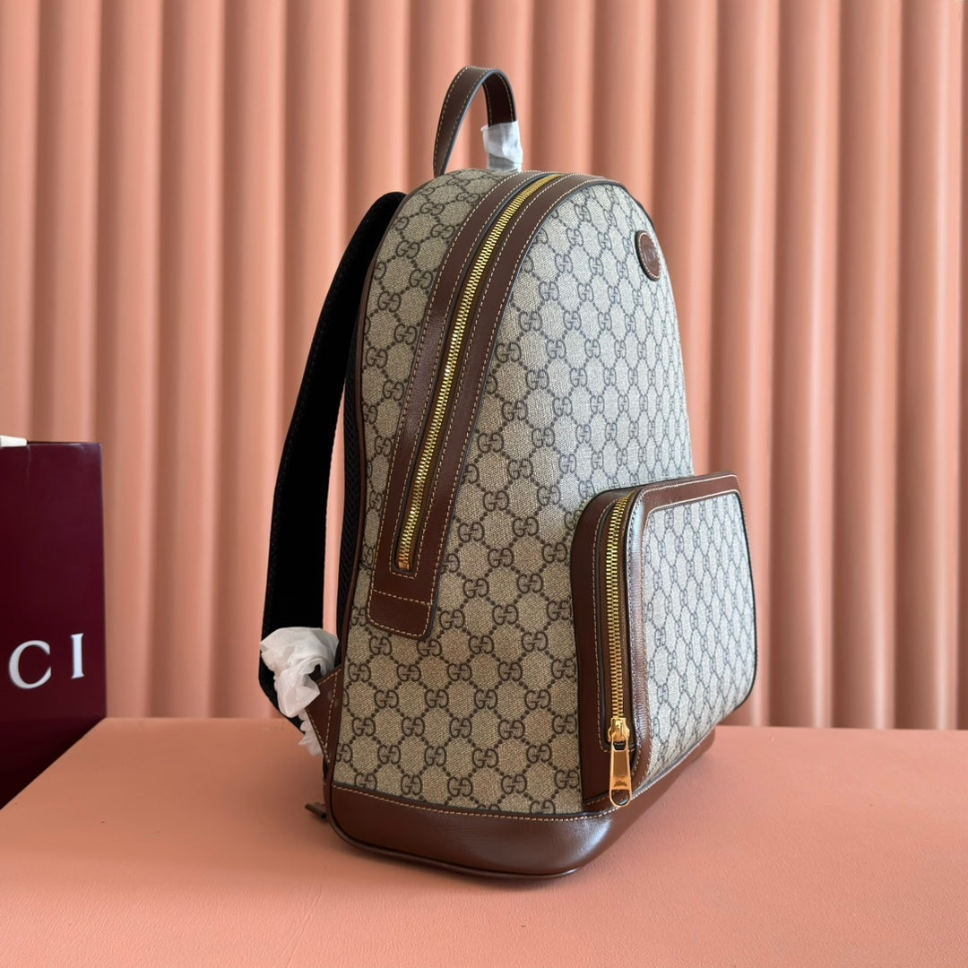 GG 2025 GG Supreme Backpack Ebony Mix Brown Canvas Leather 273683
