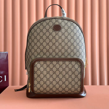 GG 2025 GG Supreme Backpack Ebony Mix Brown Canvas Leather 273683