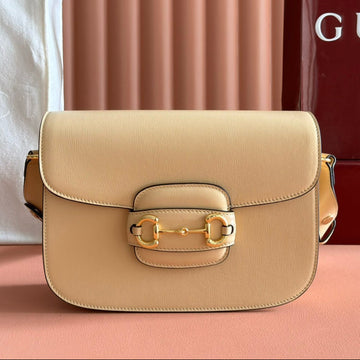 GG 2025 Horsebit Bag 25CM Beige Calfskin 273711