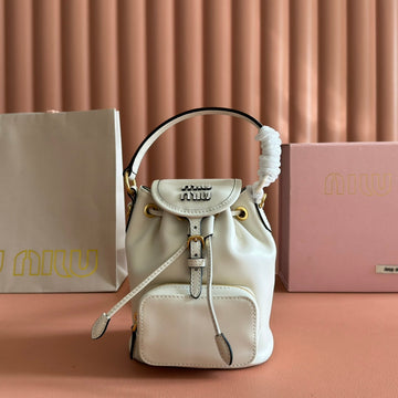 Miu Mini Backpack Off White Leather 273200