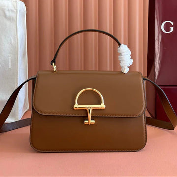 Gucci 2026 Siena Bag 25.5cm Brown Gold Leather 277149