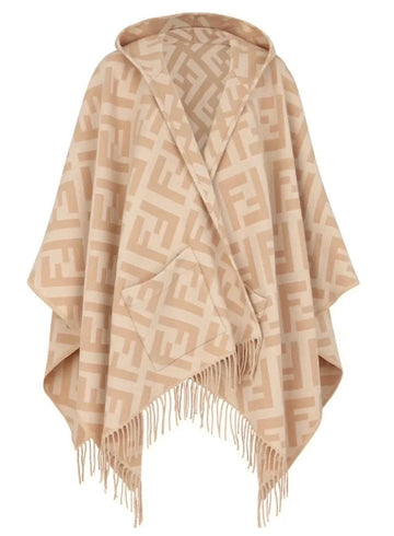 Ff Poncho In Tuscan Beige Cashmere 413684