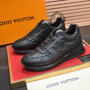 LV Trainer Shoes In Black Embossed Lambskin