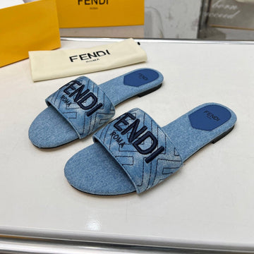 Ff 5 Blue Denim Canvas Slide