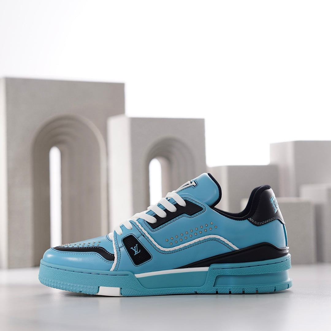 LV Trainer Cerulean Blue Mix Black Calfskin
