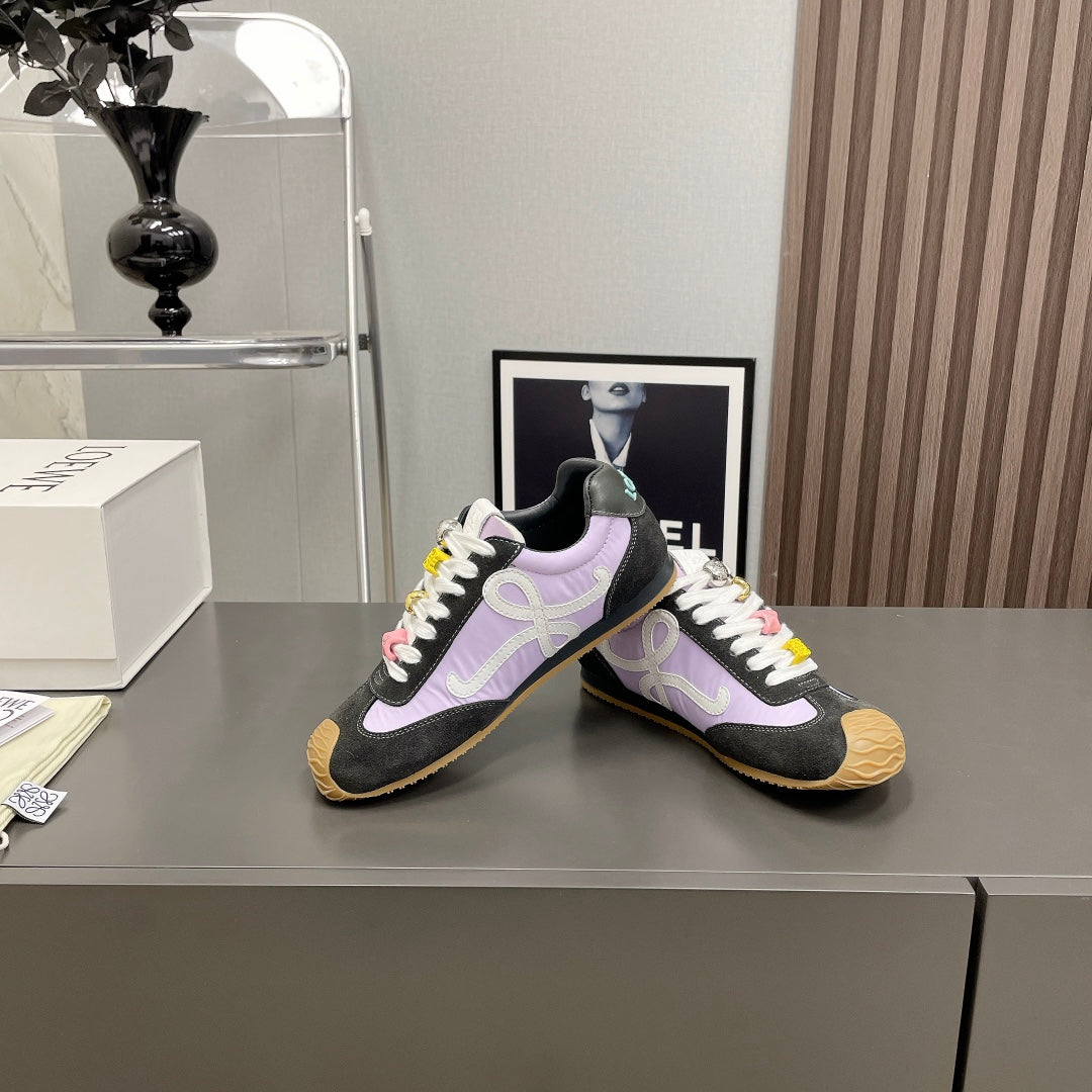 Ballet Runner 2.0 In Purple Pastel Mix Black Suede And Lycra Fabric