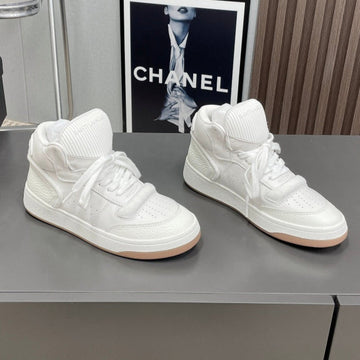 High-Top Sneakers In White Calfskin