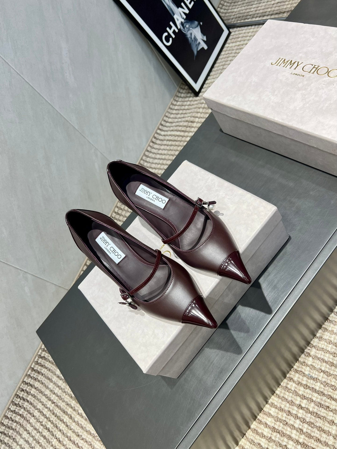 Jimmy Choo Araya Pumps 65MM Burgundy Velvet Embellished Pointed Toe 540677