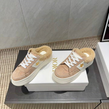 CD Star Sneakers Pink Beige Cowhide Wool 539689