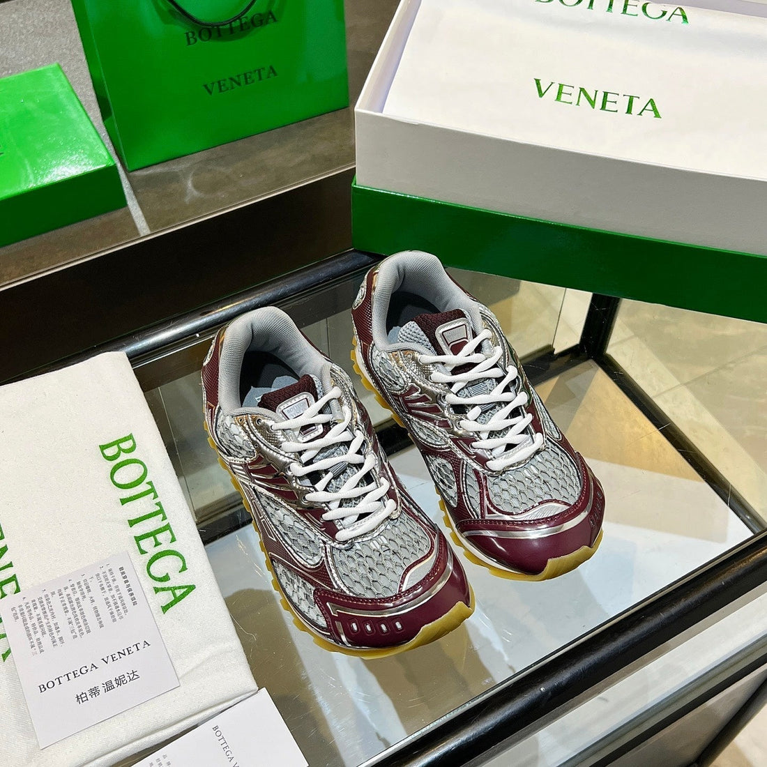 Bv 26S Orbit Flash Sneaker Sliver Coffee Mesh Leather 735923