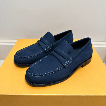 LV Major Loafers In Navy Blue Suede Calfskin