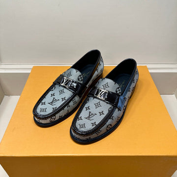 LV Loafers In Grey Monogram Jacquard