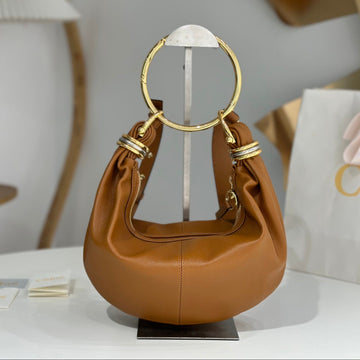 Chloé Small Bracelet 32CM Hobo Bag Brown Grained Calfskin