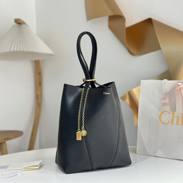 Chloé Spin Medium Bag 27CM Black Calfskin