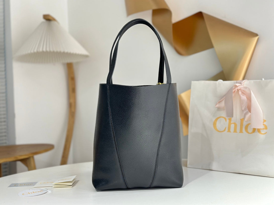 Chloé Spin Medium Bag 27CM Black Calfskin