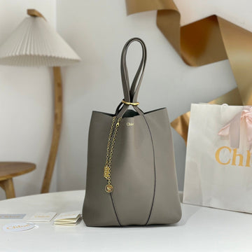 Chloé Spin Taupe Gray Calfskin