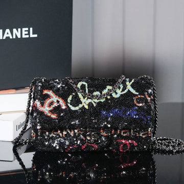 24S Flap Bag 20CM Multicolor Sequin Calfskin