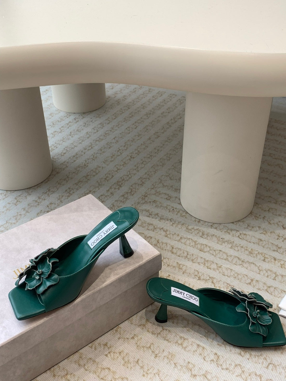 Jimmy Skye 70MM In Dark Green Cowhide Mules 586566