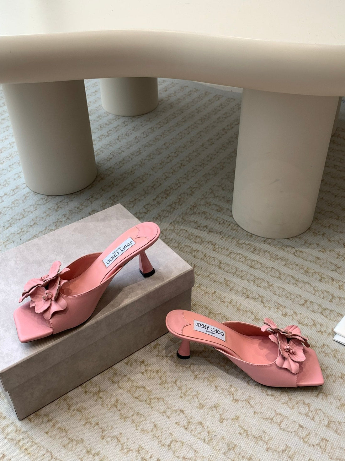 Jimmy Skye 70MM In Pastel Pink Cowhide Mules 586567