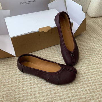 Sl Tabi Ballerina Flat Wine Lambskin