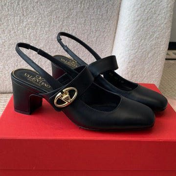 Vlogo Locker Mary-Jane Slingback Pumps In Black Calfskin 65 Mm