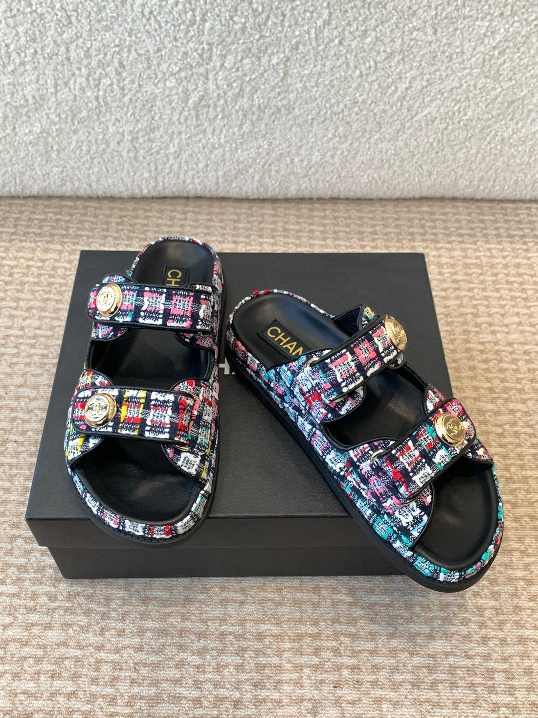Dad Sandal In Colorful Fabric With Sequins Mule